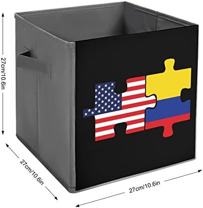 Знамиња НА САД И Колумбија Загатка Големи Коцки Канти За Складирање Склопувачки Платно Кутија За Складирање Организатори На Плакарот За Полици