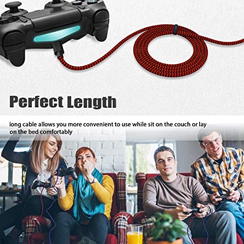 Кабел за полнач на контролор AOOSOK PS4, кабел за полнење со долга долга 6ft за PlayStation 4 Charger/PS4 Slim/Pro безжични контролори/Xbox