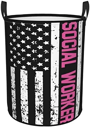 Социјални Работници Американско Знаме Перењето Алишта Ги Попречува Кружните Корпи За Складирање Преклоплив Организатор На Играчки За Бања