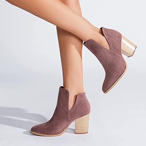 Чизми за глуждот Синзелимин за жени мода со цврста боја велур чизми западно каубојски чизми бујни високи потпетици затегнати витешки чизми
