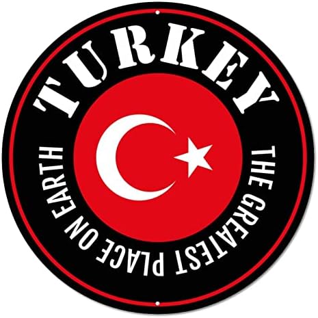 Гроздобер Метален Знак Плакета Турција Земја Знаме Најголемото Место На Земјата Ретро Врата Ѕид Знак Носталгичен Венец Знак Метален