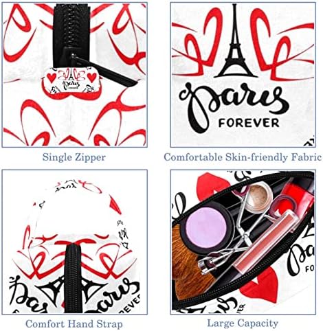 Козметички Кеси За Жени, Чанти Чанти Шминка Организатор Чување Шминка Торба Девојки, Денот На Вљубените Париз Срцето Ајфеловата Кула