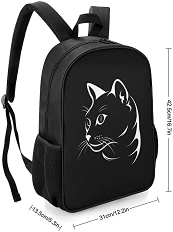 Мачка лице на црни модни ранец модели печатени дневни кеси за рамо за рамо за унисекс