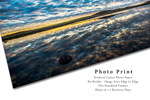 Одлични рамнини Фотографија Печати слика на небото што го рефлектира езерото на зајдисонцето во планините Вишита во Оклахома Западна