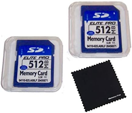 Елита Меморија 2 Пакет 512mb Мемориски Картички Компатибилен со 512 MB SD Картички, 2 Пакет Мемориски Картички и Случаи w / Изграден
