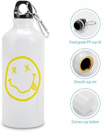 Смешно смешковско лице алуминиумско шише со шише со вода што протекува лесна со капаче за завртки за спортска велосипедска теретана на отворено
