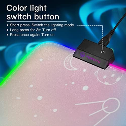 Alaza Rainbow Galaxy Starry RGB Gaming Gaming Pad Pad Голема продолжена LED осветлена глувци глувци тастатура со тастатура со не-лизгање за