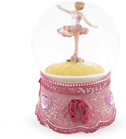 Врти балерина во розова музичка вода снег глобус