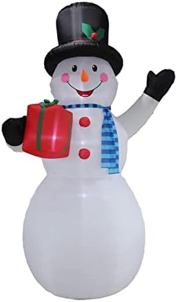 Два божиќни украси за украси, вклучуваат високи 12 нозе огромни Божиќни снежници кои држат кутија за подароци и 7 стапки осветлени Божиќни