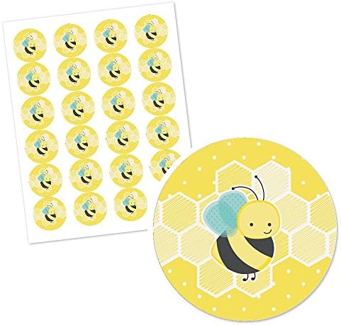 Голема точка на среќа мед пчела - етикети за налепници за туш за бебиња или роденденски партии - 24 брои