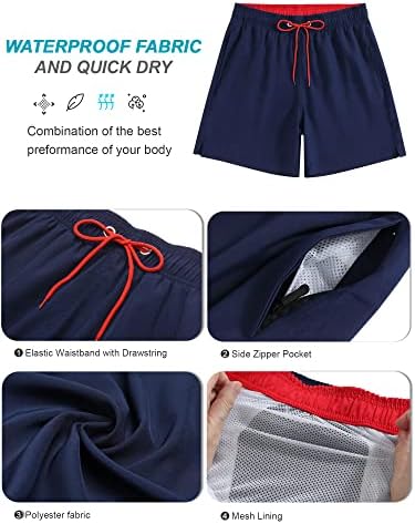 Silkworld Mens Swim Trunks со мрежна постава за капење од 7 инчи инсем шорцеви 2 пакувања со џебови од патент