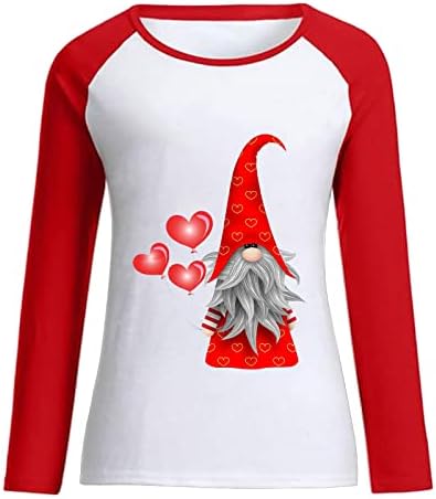 Женска џемпер на Денот на вineубените Две гноми и loveубовни врвови за печатење на срцето, симпатичен џемпер на Гноми за жени маички