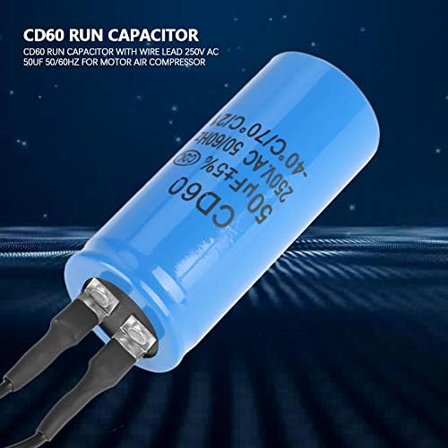 CD60 250V AC 50UT Motor Start Conceantor Run Conceator со олово за жица за компресор на моторниот воздух