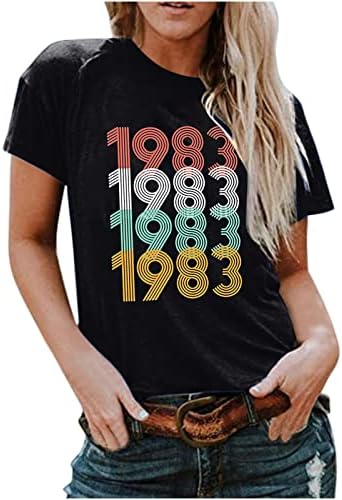 Женски кошули ретро најдобро од 1983 година миксеп Гроздобер Фортитски роденден Касета маица графички маички меки врвови за кратки ракави