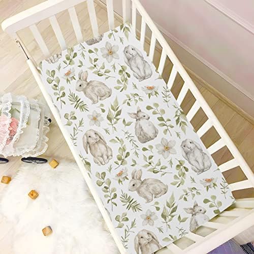 Кигаи симпатична зајаче вградена креветче за девојчиња за бебиња, дополнителен мек за постелнина за постелнина за стандардни душеци за креветчиња и мали деца, 27 x 39