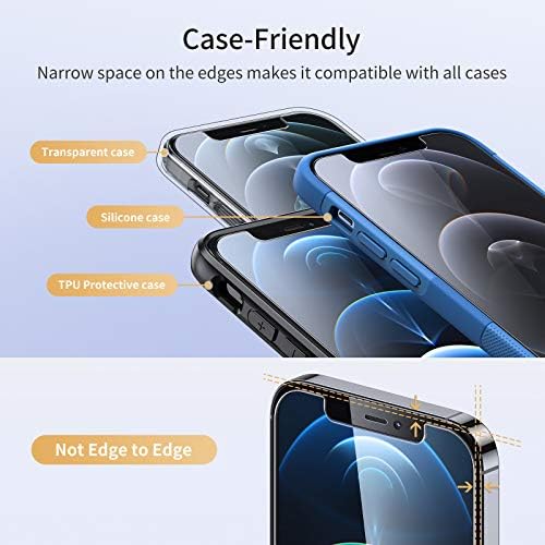 Непрекинато ShatterProof Tempered Glass Ection заштитник за iPhone 12/12 Pro [2-Pack] [99,99% HD Clear] [Лесна рамка за инсталација] [9H тврдост]
