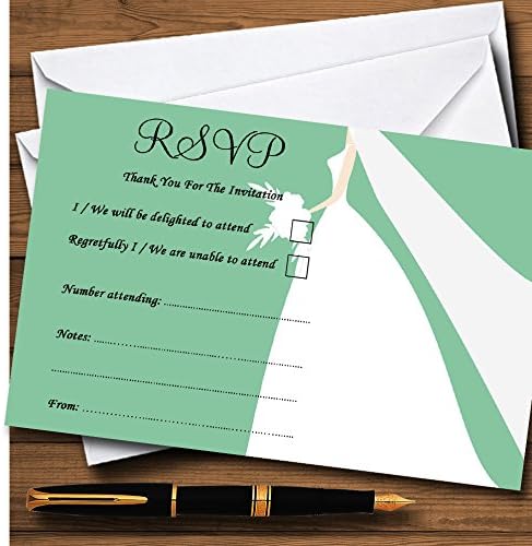 Зелена Невеста Персонализирани RSVP Картички