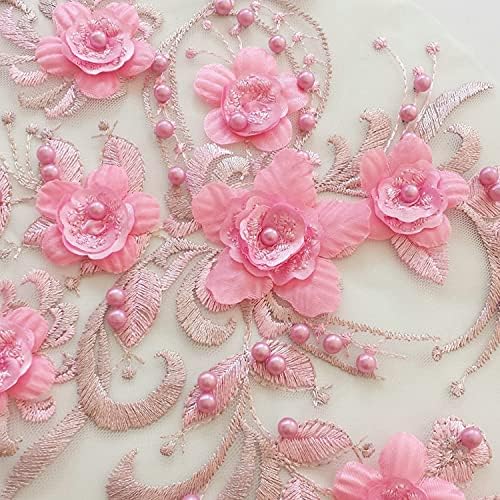Ixueyu розови сини мониста 3Д цветна чипка ткаенина решетката извезена наметка Апликации за исечоци од јака меш залепници за фустан за декорација на венчавки од DIY