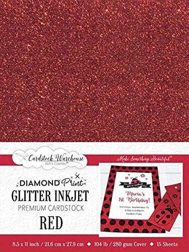 Црвен дијамант за печатење на сјај на инк -џет -педија - 8,5 x 11 инчи - 104LB / 280GSM капакот - 15 листови од магацин Кардсток