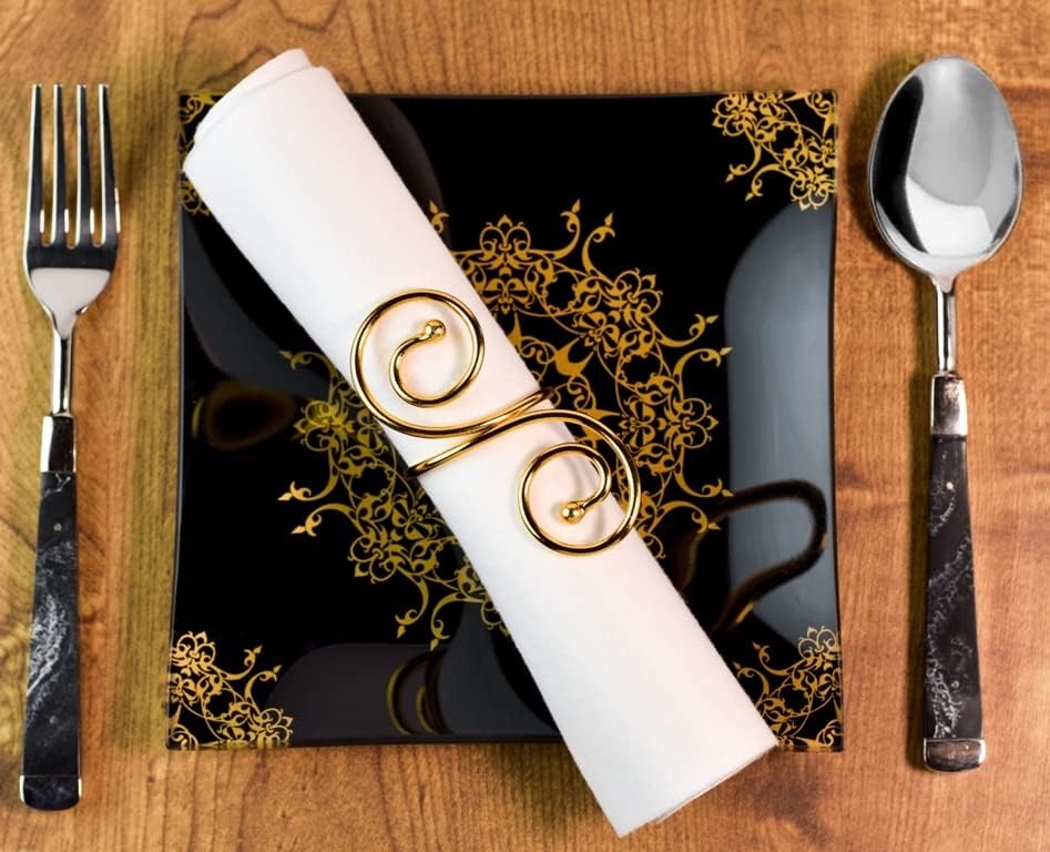 Ayumn Creations Inc - Златен прстен од салфетка од 12, празнични држачи за салфетки за јадење, годишнина, роденден, Божиќ, Велигден, есен,