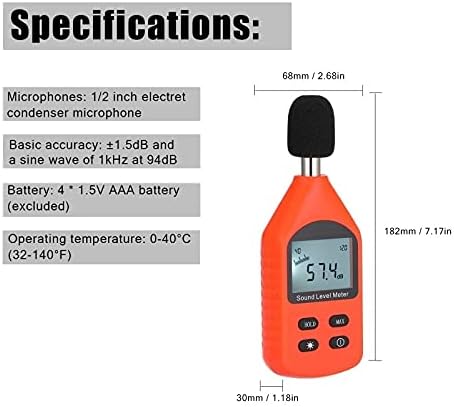 Kfjbx Висока прецизност db метар Дигитален бучава Инструмент за мерење 30 ~ 130dB мини звук на звук