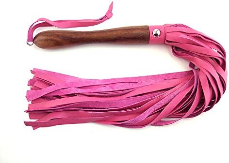 Rouge Garments Unisex-Adult's Leather Flogger со дрвена рачка, една големина, розова