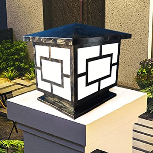 HSCW Традиционална квадратна пост ламба гроздобер улична светлина LED пост светло на отворено, алуминиумски двор светло во црна боја за градинарски