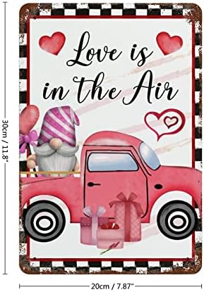 Loveубовта на денот на вinesубените е во воздушни метални знаци gnome камион обичај персонализиран лимен шик знак рустикален гроздобер стил во спална соба за домашно каф