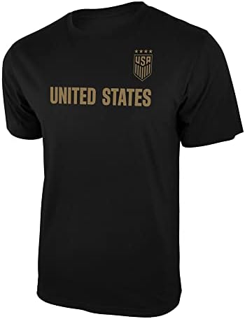 Икона Спорт Американската Фудбалска Федерација УСВНТ Лого Маица За Возрасни Црна со / Златно Лого