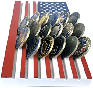 Американско Знаме 6 Редови Носителот Монета, Предизвик Монета Дисплеј Стојат Воена Монета Дисплеј Случај Дрво