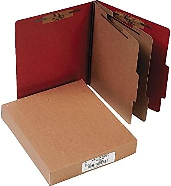 ACCO 15036 Pressboard 25-Pt Класификација Папки, Писмо, 6-Дел, Земјата Црвена, 10/Кутија