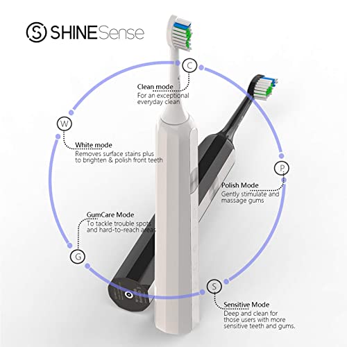 Shinesense Sonic четка за заби што може да се надополнува за возрасни и тинејџери, електрична четка за заби со куќиште за патувања, 5 режими со