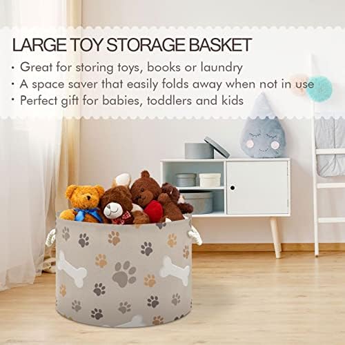 Алаза голема корпа за складирање за играчки кучиња шепа миленичиња коска тркалезна ќебе корпа за бебешки алишта за перење платно