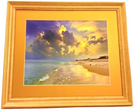 Рамки со слики 173/4 x 14 3/4 жолто сино морско море зајдисонце Флорида плажа лине