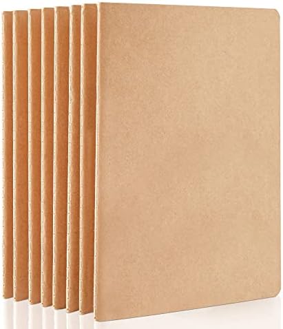 8 пакувани лаптопи за Kraft, Feela Sketchbook Note Pad Journal Journalурнал за цртање на пишување на доуд, списание за жени за жени деца Училишни материјали, А5, 58 страници, 8,3 ”x 5,5”