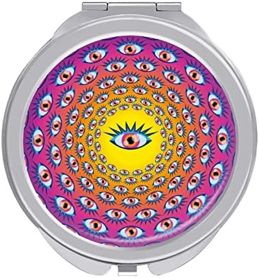 Психоделични очи симпатична компактна шминка огледало Преносно двострано зголемување на огледалото за преклопување