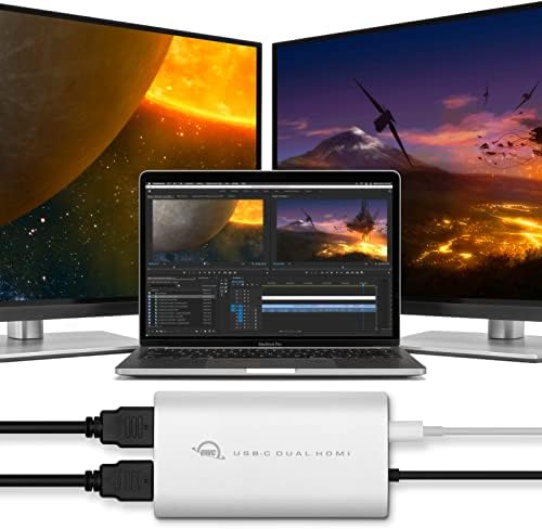 OWC USB - C До Двоен HDMI 4k Адаптер За Прикажување со DISPLAYLINK За Apple M1 Mac Или Кој Било Mac Или КОМПЈУТЕР СО USB-C или Thunderbolt