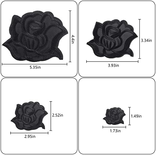 Закрпи од ткаенина од црна Роза Закрпи За Поправка На Цвеќиња Од Роза 4 Големина Шие Или Пегла На Закрпи За Апликации За Јакна Фармерки