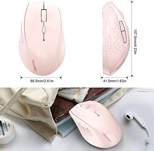 TECKNET Безжичен Глушец, 2.4 G USB Компјутерски Глушец со 6-Ниво Прилагодливи 3200 DPI, 30 Месеци Батерија ,onomономски Зафати, 6 Копчиња
