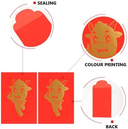АБУФАН 24 парчиња 2021 Кинеска Нова Година Црвени Пликови Среќни Пакети Со Пари Вол Шема Хонгбао Божиќна Хартиена Торба За Подароци