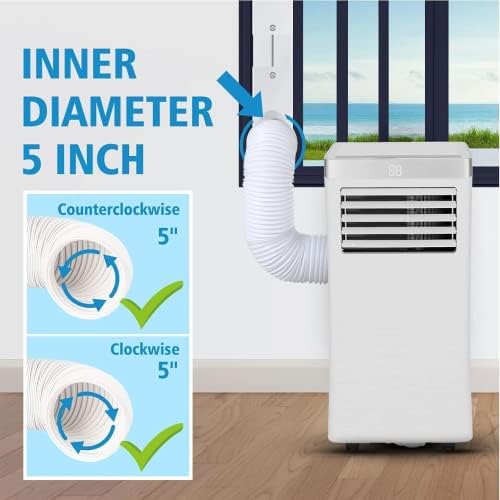Комплет за заптивка за лизгање на прозорецот Sikadeer за преносен климатик со издувни црева 5,1 инчен дијаметар со спојка прилагодлива максимална должина до 80 инчи прен
