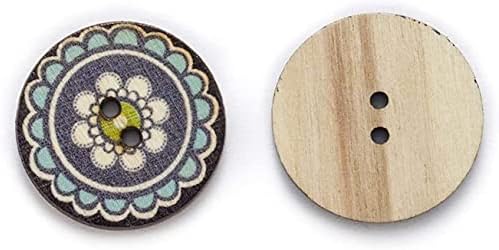 AccDuer 50 парчиња ретро мешано дрво копчиња за шиење за шиење за шиење облека занаетчиски занаети за занаети за занаети