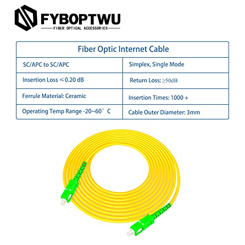 FYBOPTWU - 1M SC/APC до SC/APC Fiber Optic Internet Cable Silemtix Simplex SC Patch Cable за FTTH мрежи.