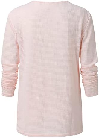 Grge beuu жени цврста боја плетени џемпери во боја, обични долги ракави 1/4 копчиња со копчиња со влезови врвови на блузи,