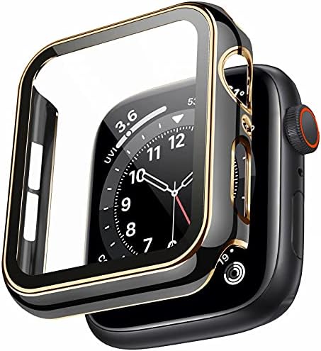 Swhatty Case компатибилен со Apple Watch 40мм, вграден браник вграден заштитен стаклен екран заштитник, целосна покриеност