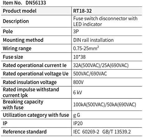 DASBE 1pcs Држач За Осигурувачи 3P 10x38mm Осигурувачи База Кутија Индикатор Светлина AC IP20 Брз Удар Керамички Цилиндрични Јадро