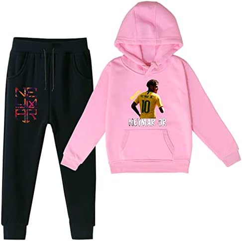 Benlp Wokenday Unisex Kids 2PC Fleece Sweatsuits Облека-Нејмар rуниор Графички худи+џемпери за девојчиња, момчиња