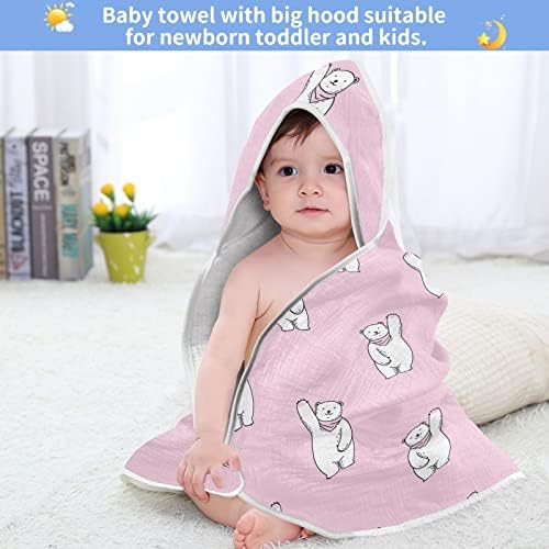 vvfelixl бебе качулка мечка мечка поларна апсорбирачка бебешка крпи памук мека бања за новороденче, дете 35x35in розово