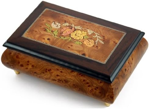 Традиционален стил Цветен тема Вуд Влез музички накит кутија - многу песни што треба да се изберат - некаде на време