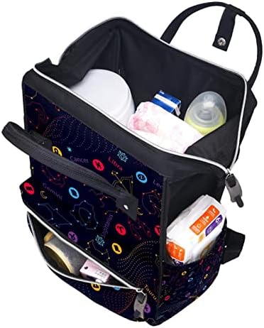 Шарена хороскопска шема, ранец за торбичка за пелена, бебе, менување торби со повеќе функции со голем капацитет торба за патување со голем капацитет